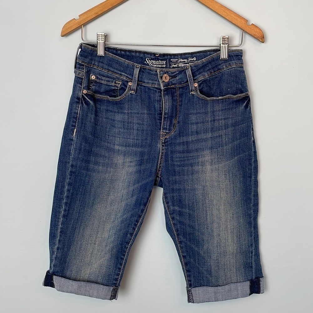 Signature by Levi Strauss Dark Blue Denim Bermuda Shorts
